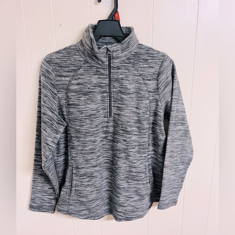 NWT St. John's Bay Gray Mock Neck Quarter Zip Pullover Sweater Jacket Medium